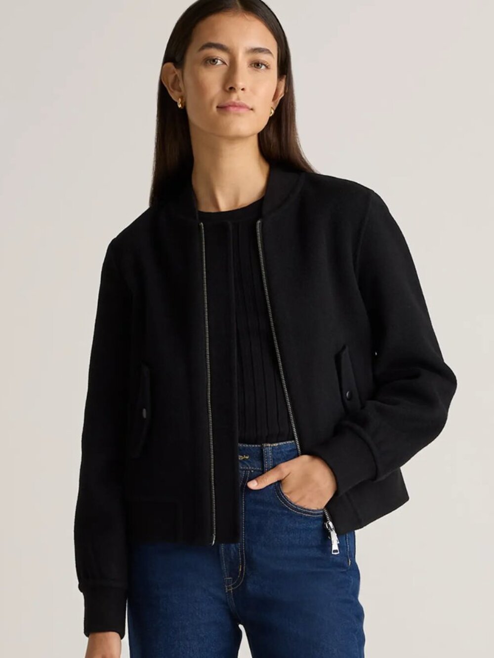 QUINCE Double Faced Merino Wool Bomber Jacket Small NWT